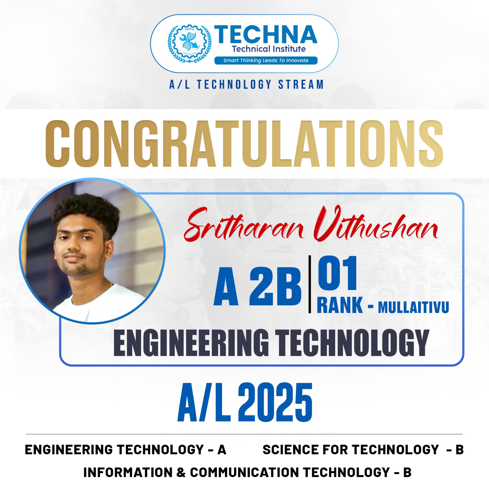 Techna A/L top achiever result 3